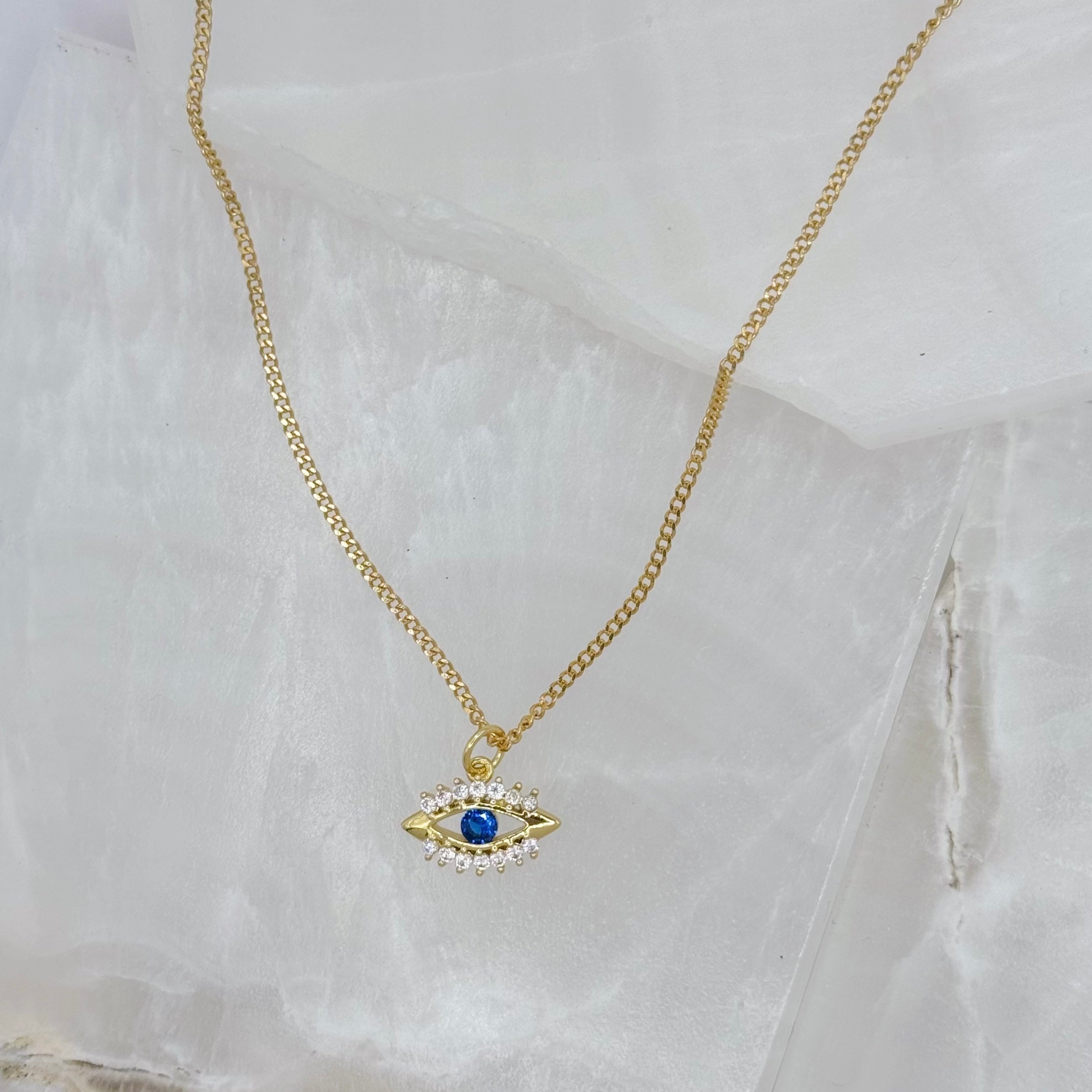 SAPPHIRE EVIL EYE SUPER MINI necklace