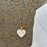 GOLD HEART MOTHER OF PEARL FLORA necklace