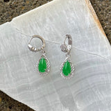 SILVER TEARDROP GREEN JADE earrings