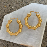 GOLD CHUNKY BAMBOO HOOP earrings