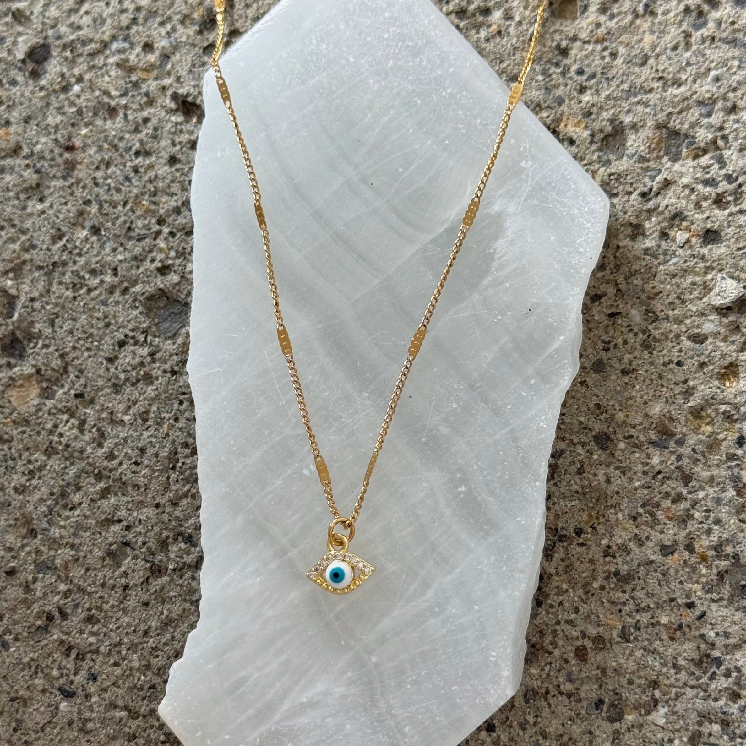 WHITE EVIL EYE SUPER MINI necklace