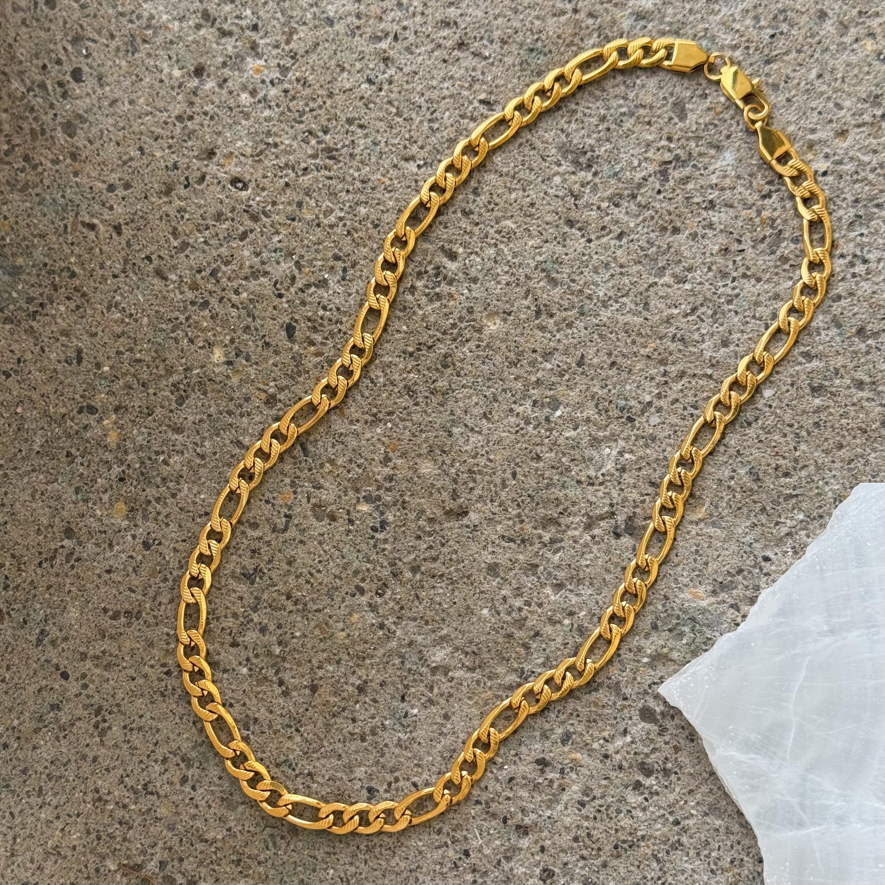 6MM GOLD DIAMOND CUT FIGARO chain