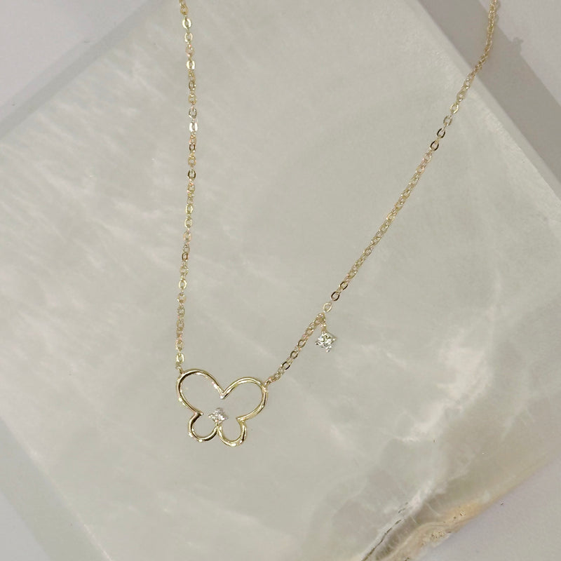 DAINTY BUTTERFLY CRYSTAL STUD necklace