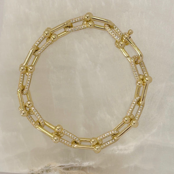 GOLD CRYSTAL U LINK bracelet