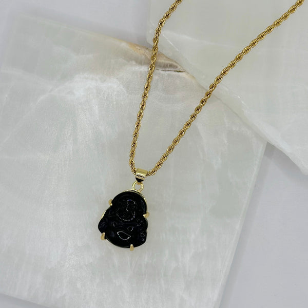 GOOD LUCK BUDDHA BLACK JADE MINI necklace