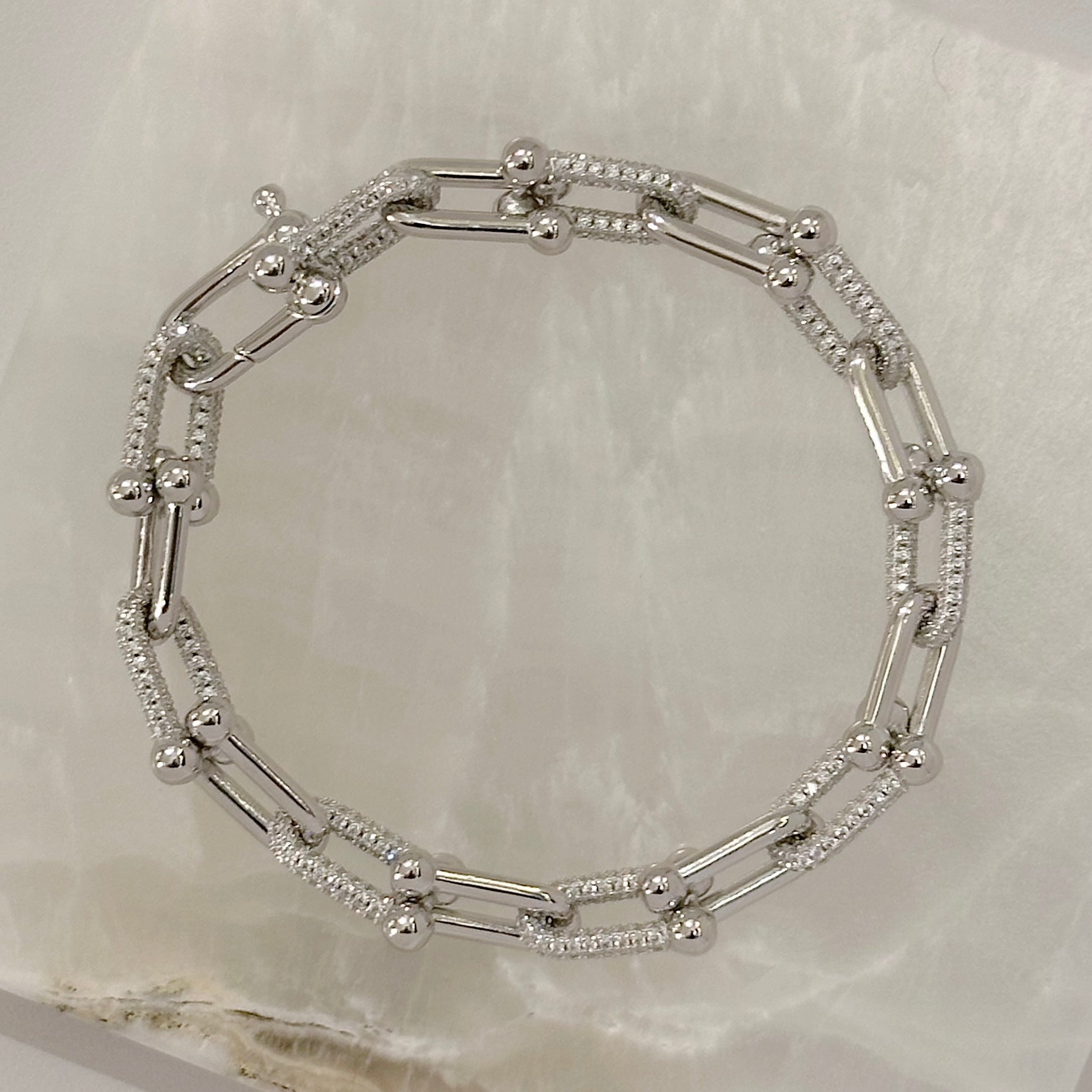 SILVER CRYSTAL U LINK bracelet