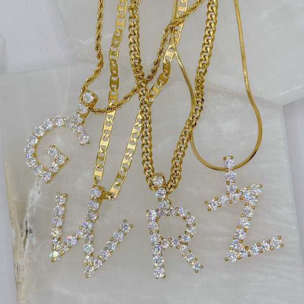 GOLD SIMPLE CRYSTAL INITIAL necklace