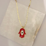 RED ENAMEL HAMSA EYE necklace