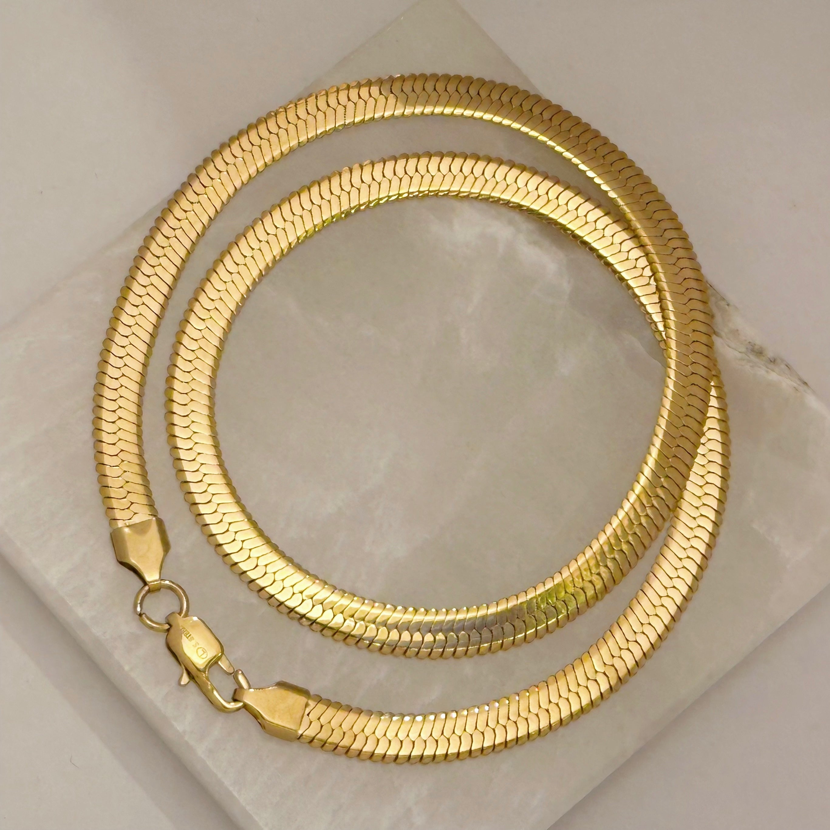 6MM GOLD STEEL HERRINGBONE necklace