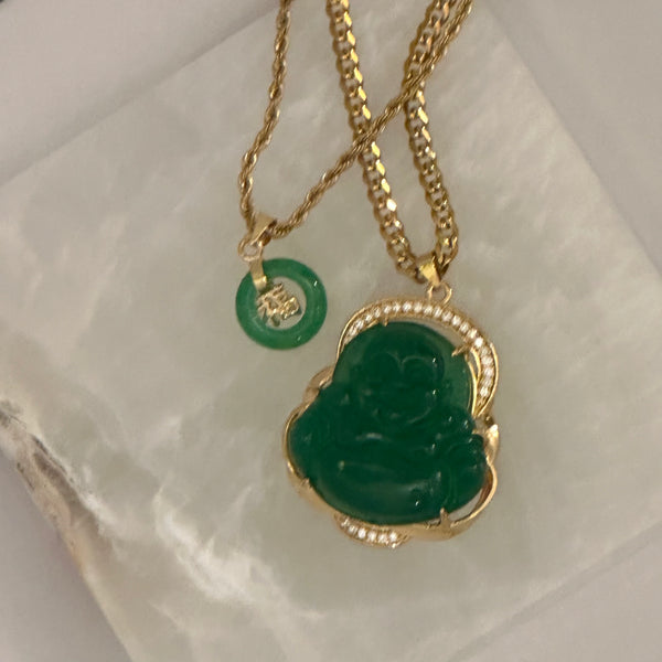 JOYOUS BUDDHA GOOD FORTUNE SUPER MINI GREEN JADE set