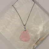 SILVER LIGHT PINK BUDDHA III STEEL MINI necklace