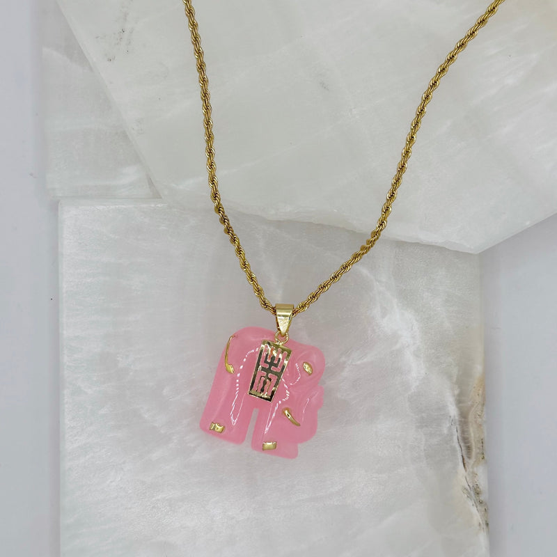 ELEPHANT PINK JADE necklace