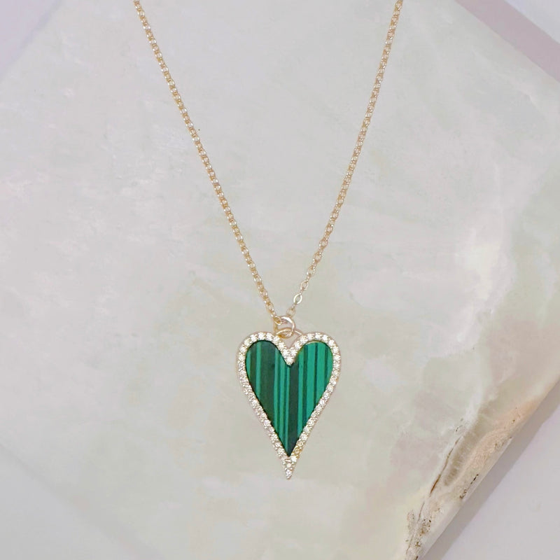 CRYSTAL MALACHITE HEART necklace