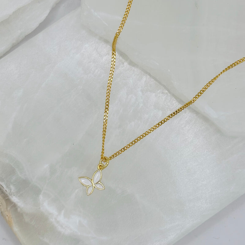 WHITE BUTTERFLY SUPER MINI necklace
