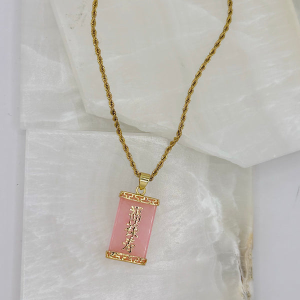 BLESSING LIGHT PINK JADE necklace