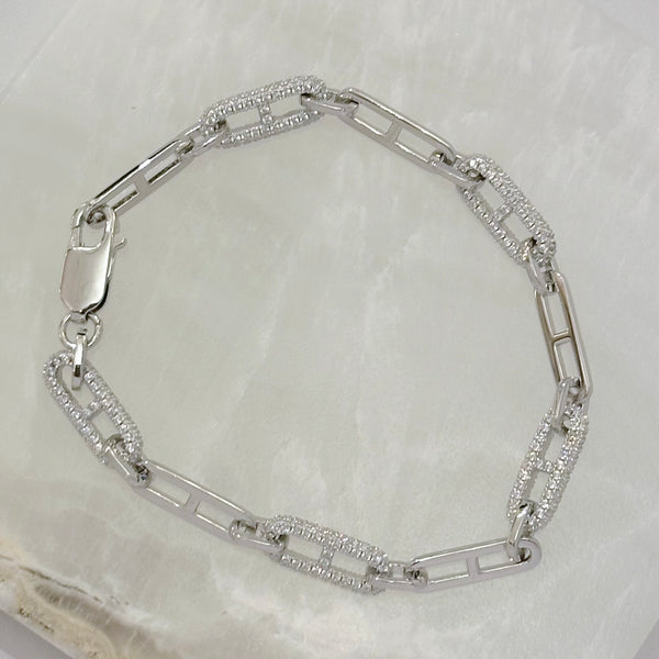 SILVER CRYSTAL MARINER LINK bracelet