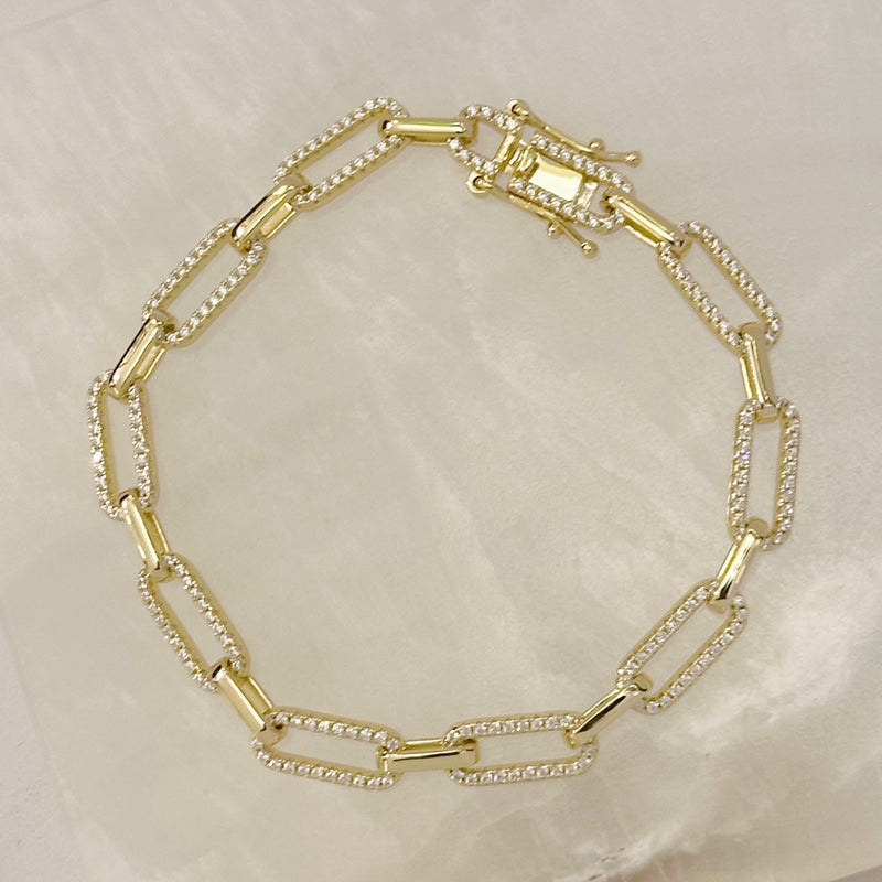 GOLD CRYSTAL CHAIN LINK bracelet