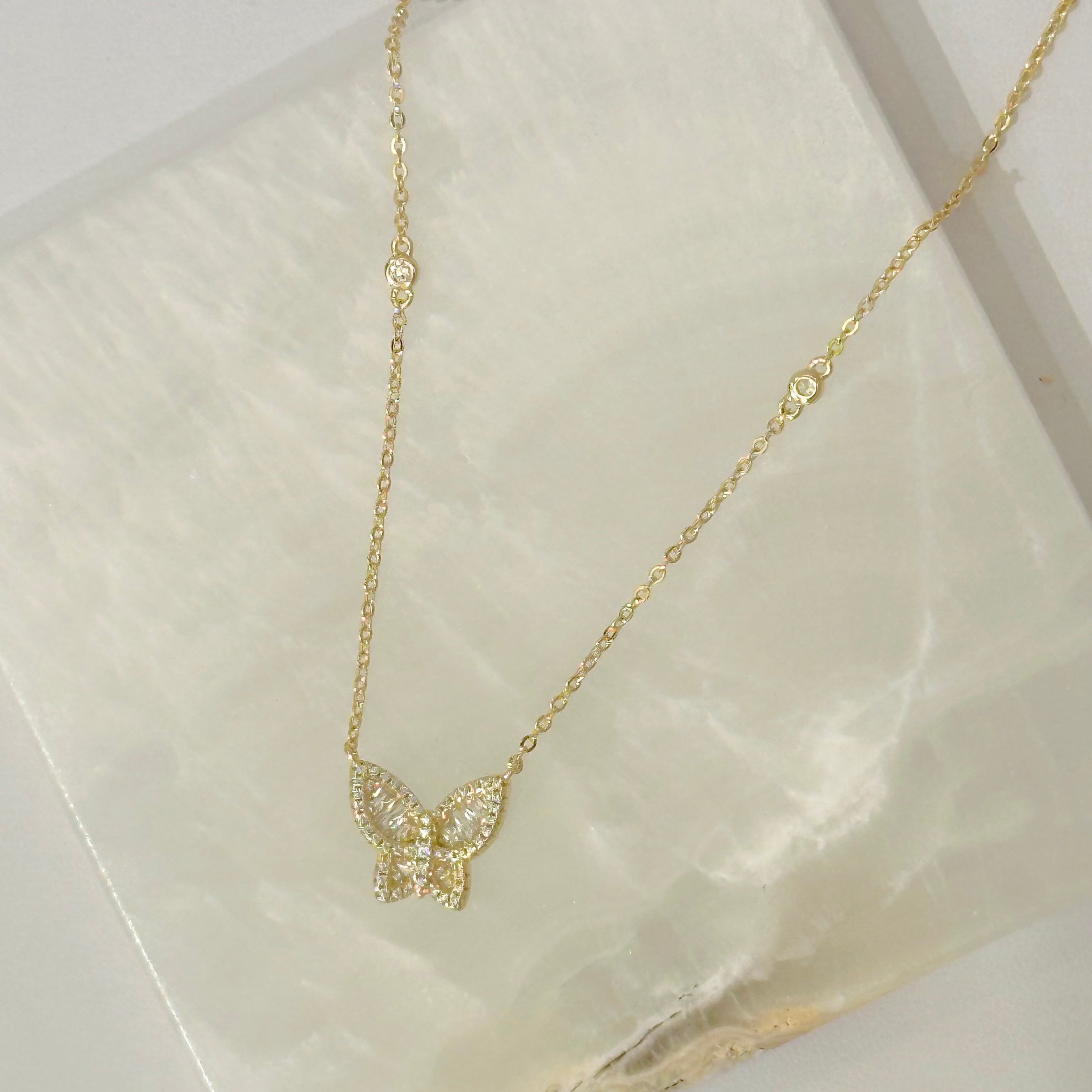 GOLD CRYSTAL REBIRTH BUTTERFLY necklace