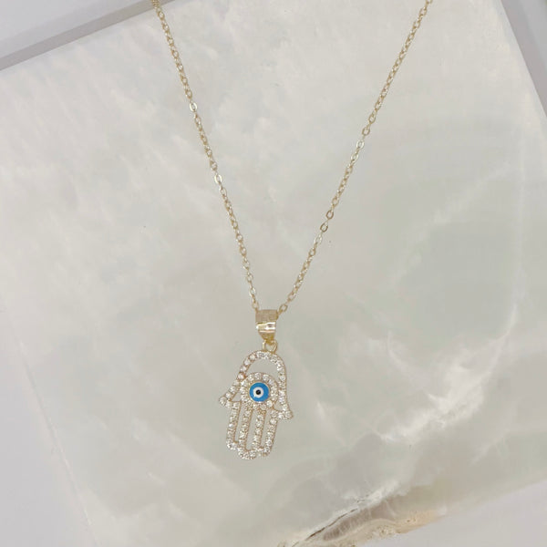 CRYSTAL HAMSA EVIL EYE necklace