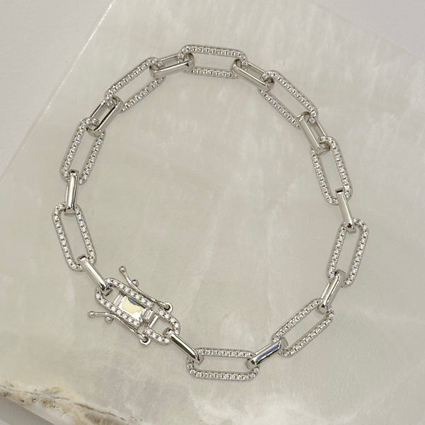 SILVER CRYSTAL CHAIN LINK bracelet