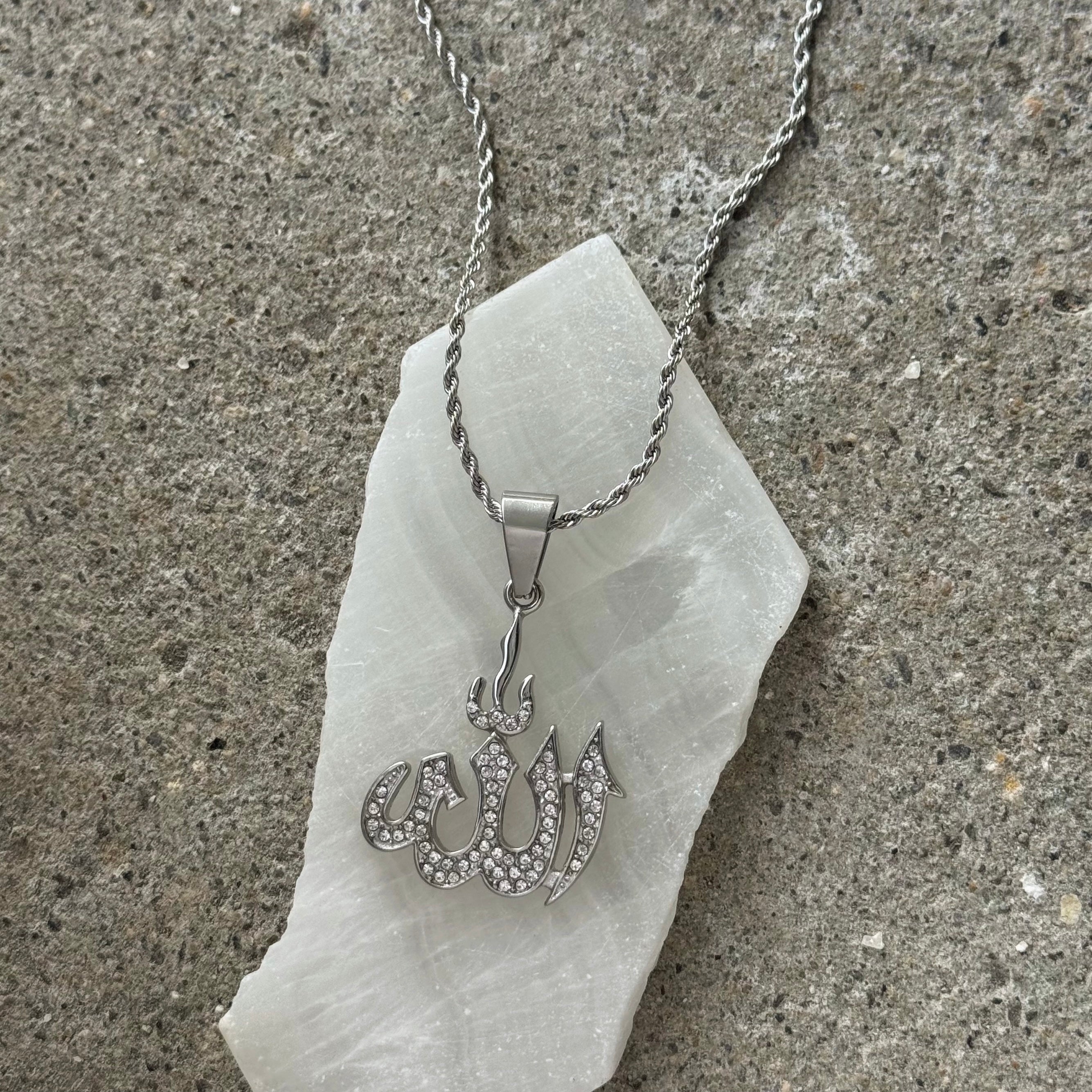 SILVER CRYSTAL ALLAH ALMIGHTY necklace