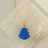 GOLD BLUE BUDDHA CRISIANT necklace