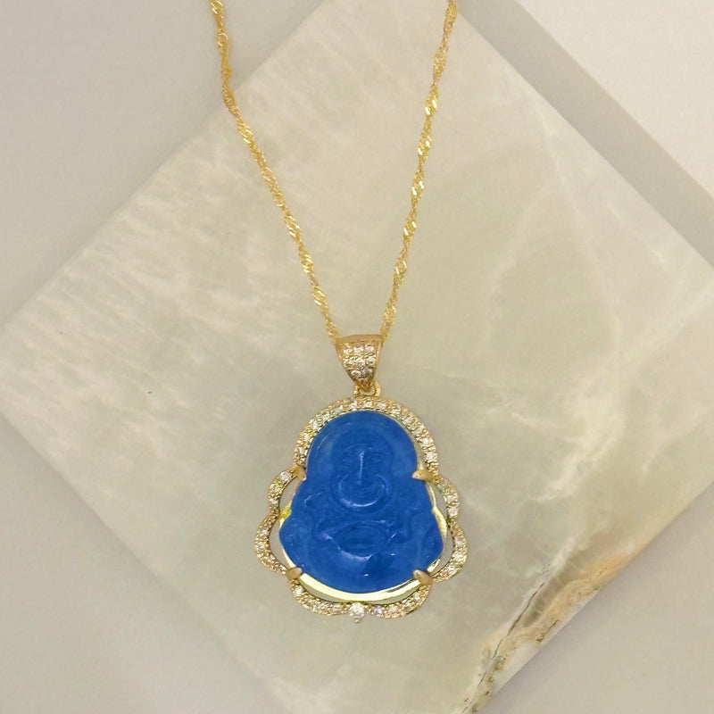 GOLD BLUE BUDDHA CRISIANT necklace