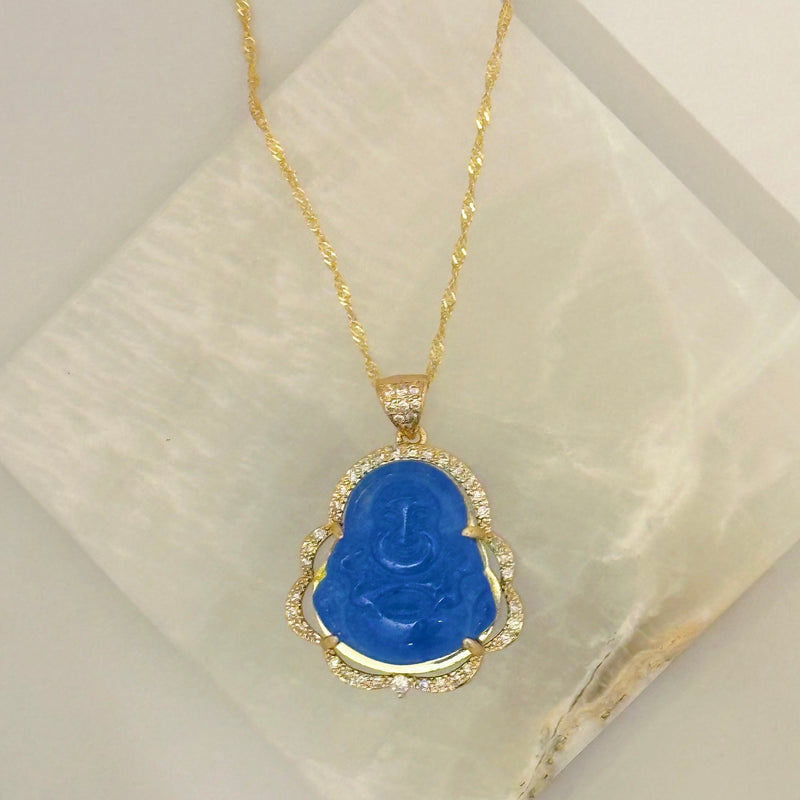 BLUE BUDDHA CRISIANT GOLD necklace