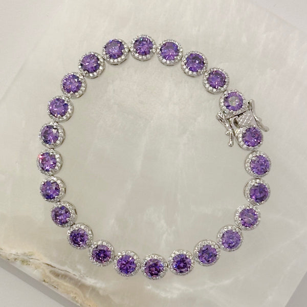 SILVER ROUND PURPLE TENNIS bracelet