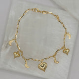 BUBBLE HEART & CRESCENT MOON anklet