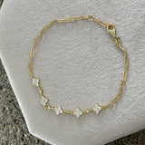 GOLD CRYSTAL FLORA CHAIN LINK DAINTY bracelet