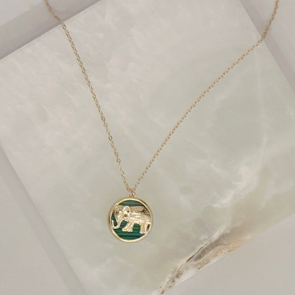 GOLDEN MALACHITE ELEPHANT necklace