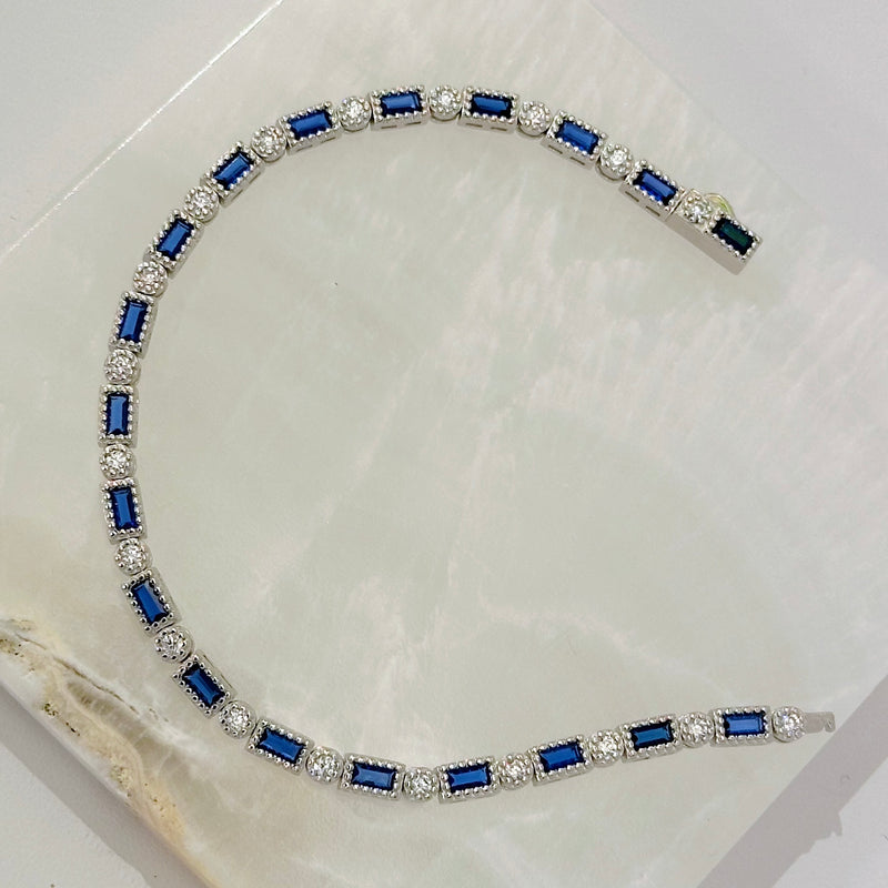 SILVER BLUE SAPPHIRE BAGUETTE bracelet
