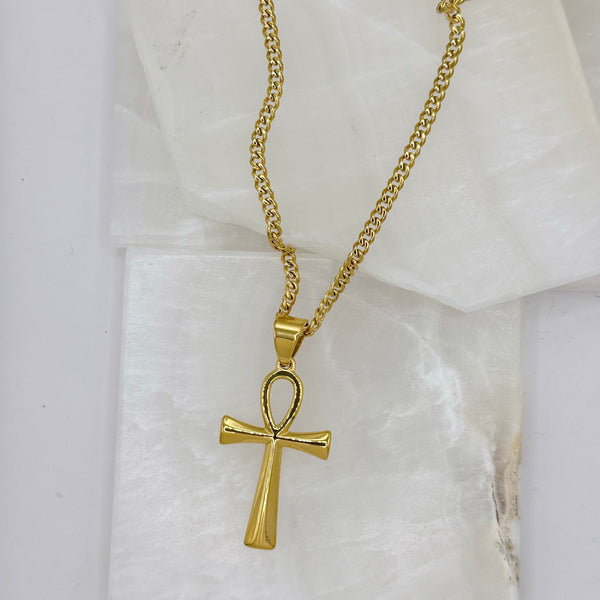 GOLD LARGE SIMPLE ANKH necklace