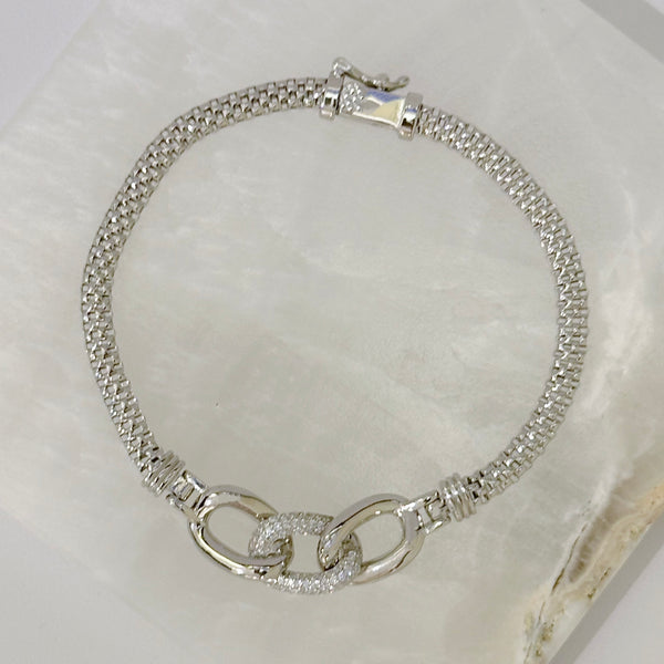 SILVER CRYSTAL LOOP LINK bracelet