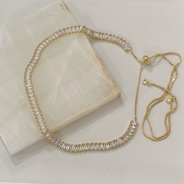 GOLD CRYSTAL BAGUETTE CHOKER necklace