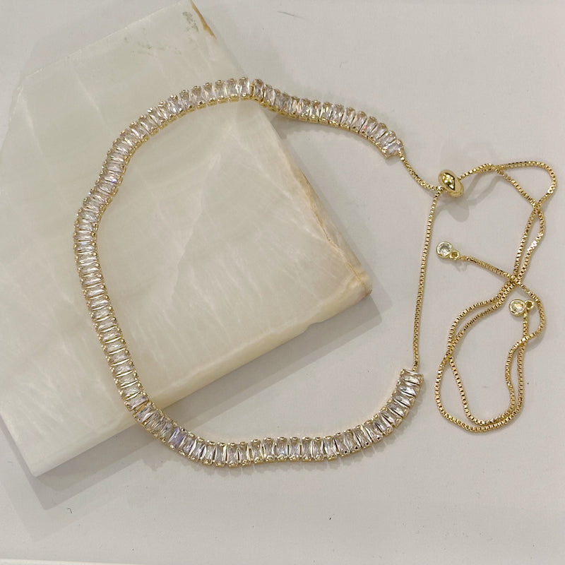 GOLD CRYSTAL BAGUETTE CHOKER necklace