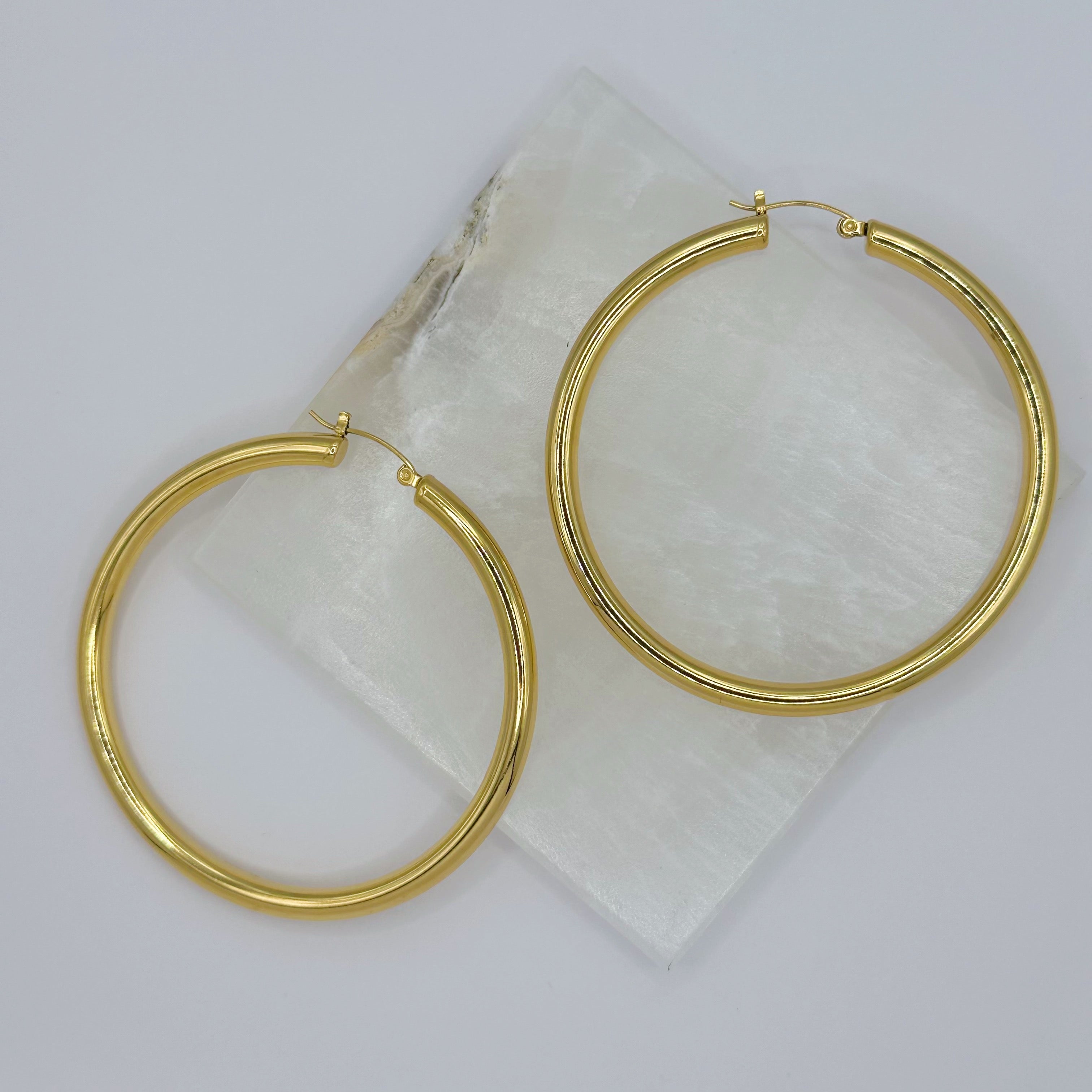 70MM GOLD HOOP earrings