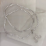 SILVER ICY INITIAL CURSIVE TENNIS necklace