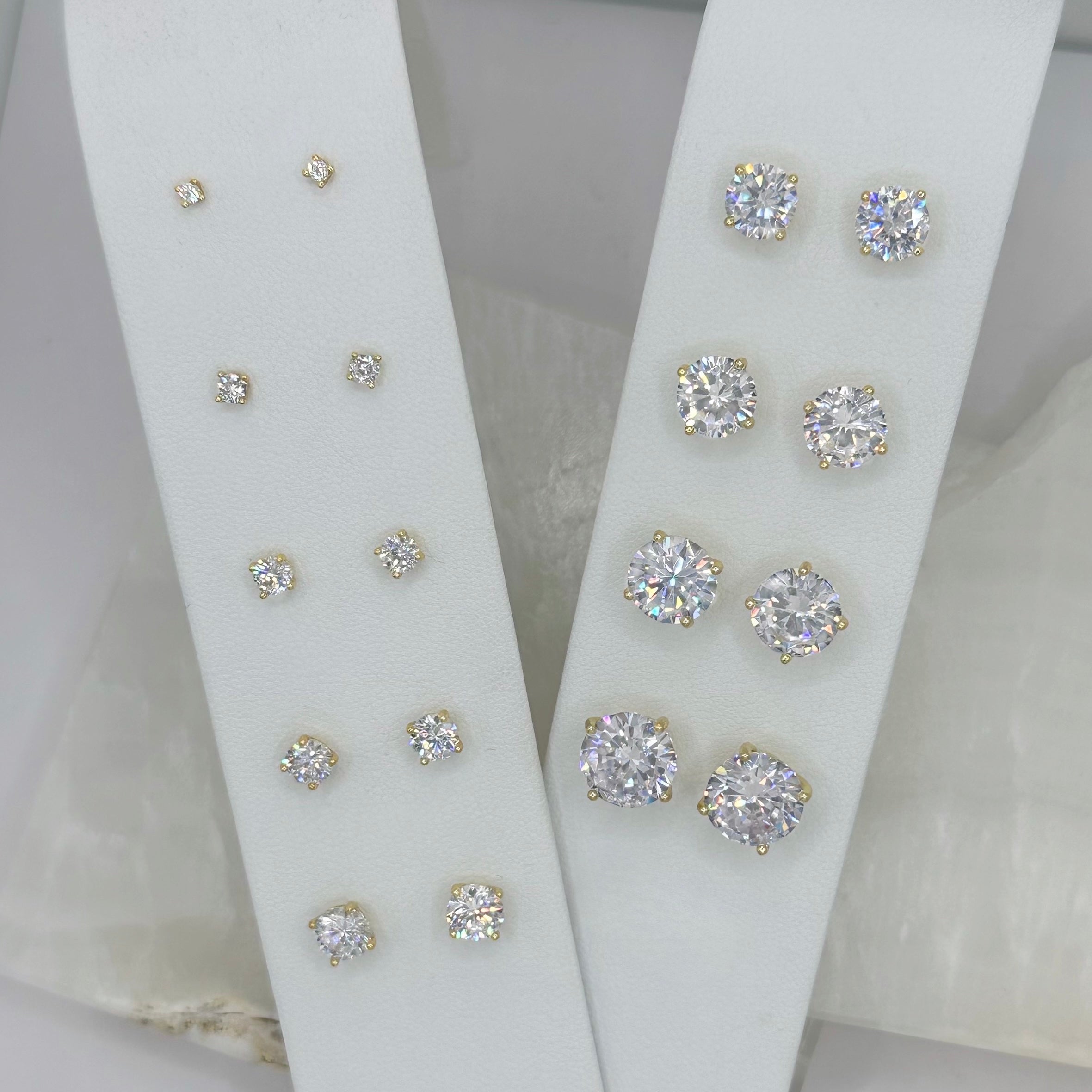 ROUND CRYSTAL GOLD STERLING STUD earrings