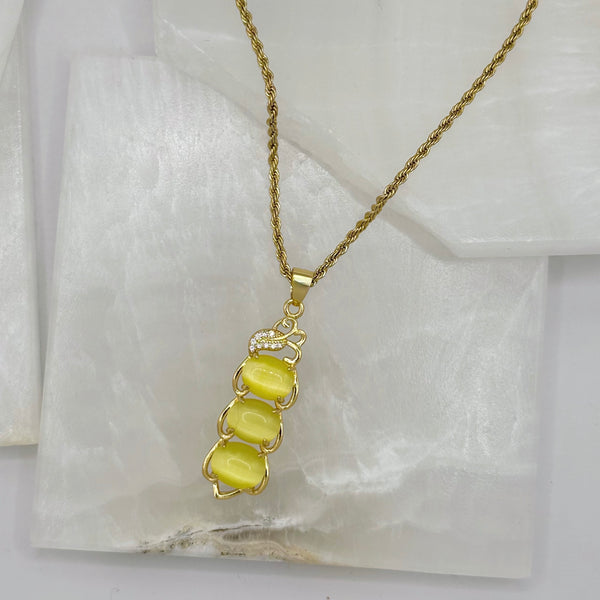 CLARITY YELLOW CATS EYE necklace