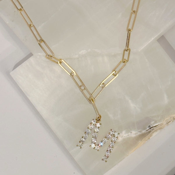 CRYSTAL INITIAL CHAIN LINK necklace