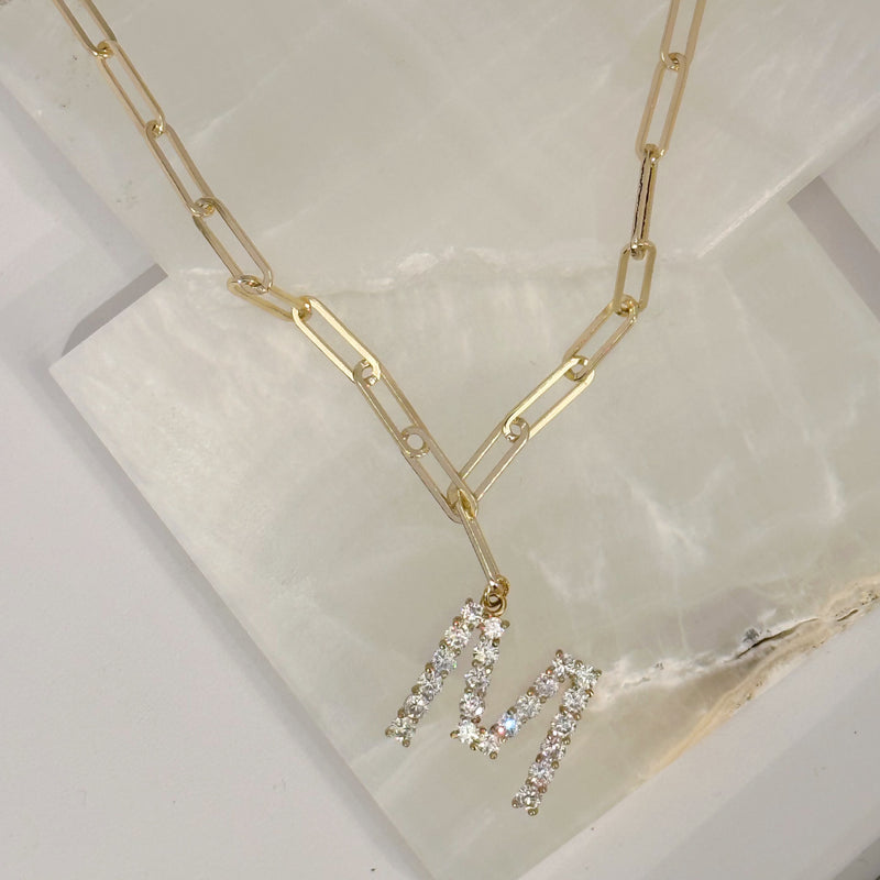 CRYSTAL INITIAL CHAIN LINK necklace