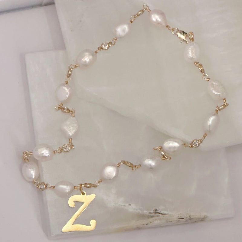 INITIAL FRESHWATER PEARL necklace