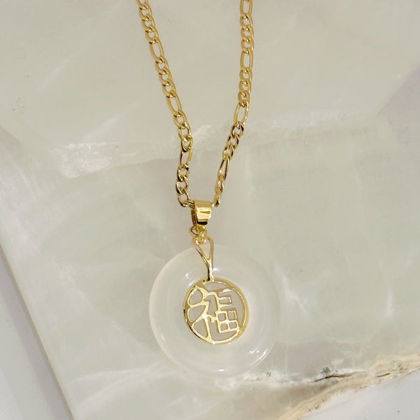 GOOD FORTUNE WHITE JADE necklace