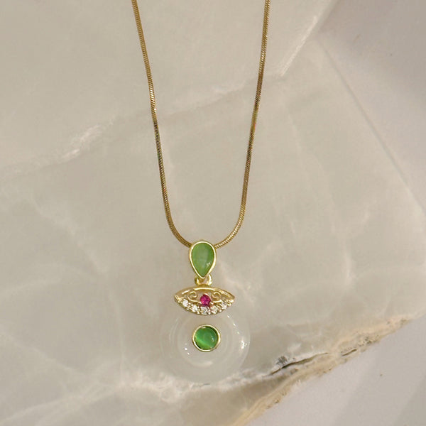 FORTUNE CIRCLE WHITE JADE necklace