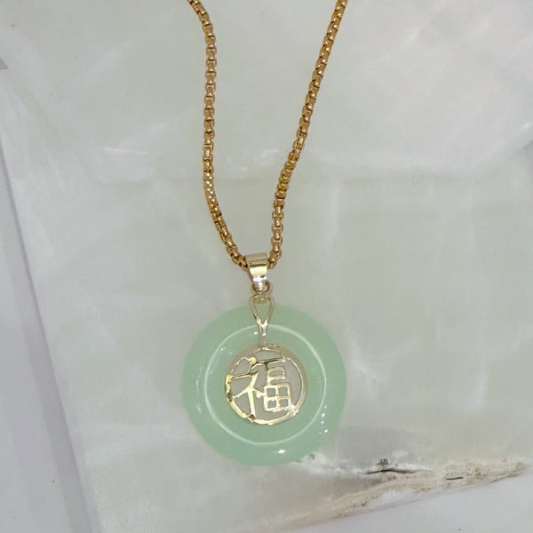 GOOD FORTUNE LIGHT GREEN JADE necklace