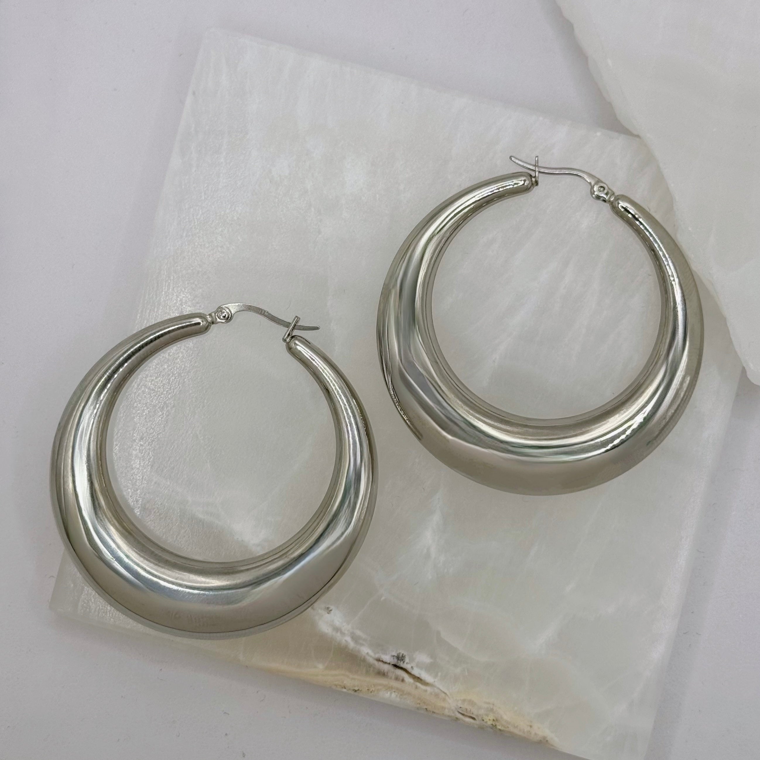 50MM SILVER ADELINA HOOP earrings