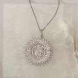 SILVER HAMSA SUN necklace