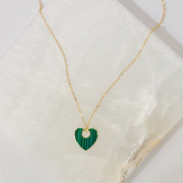Malachite Heart Adjustable Necklace with beads | APM Monaco